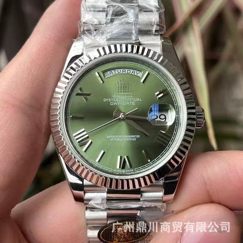 Double-headed large strap AliExpress week double calendar diary Roman scale yellow rock sugar watch men's mechanical watch