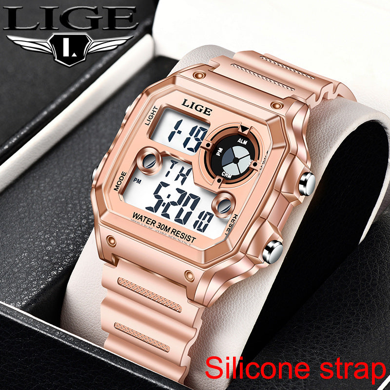 LIGE 8921 New 2022 Men's Sports Watch Fashion Trend Multifunctional Silicone Band Business Watch