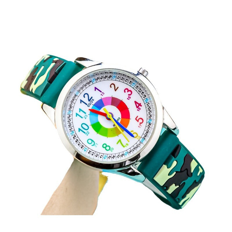 New Boys 3D Waterproof Camouflage 24 Hour Watch Boys Girls Military Fans Quartz Electronic Watch Factory Spot Wholesale