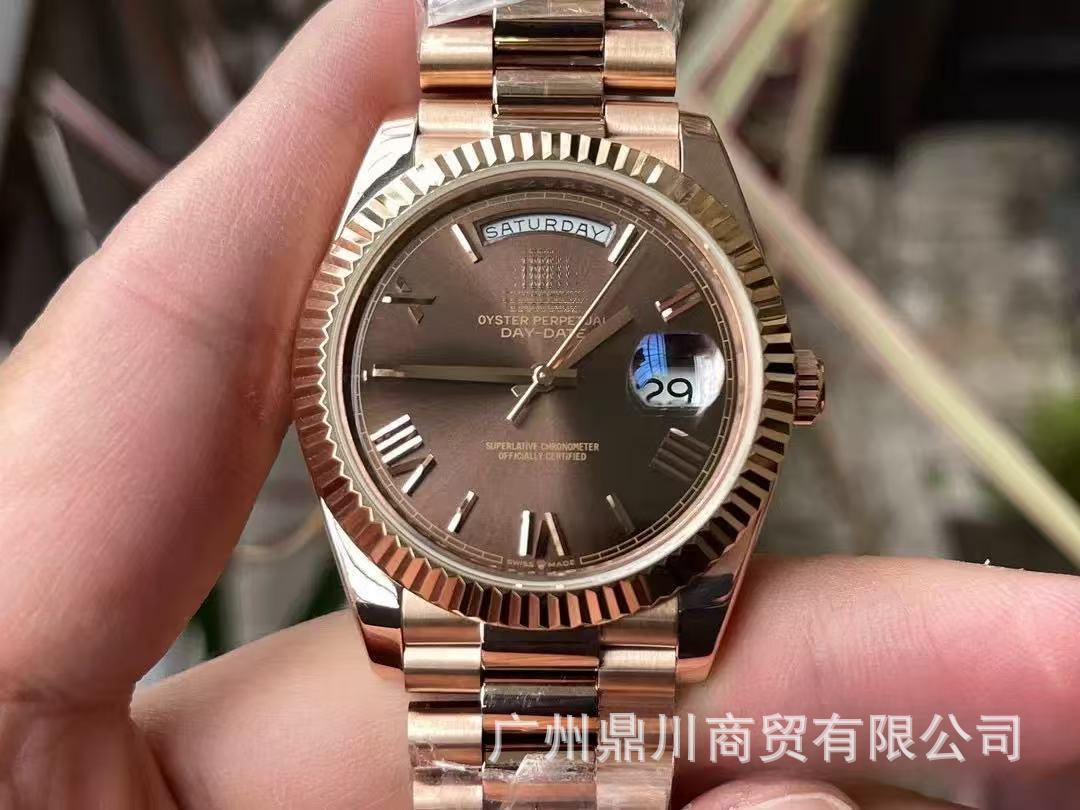 Double-headed large strap AliExpress week double calendar diary Roman scale yellow rock sugar watch men's mechanical watch