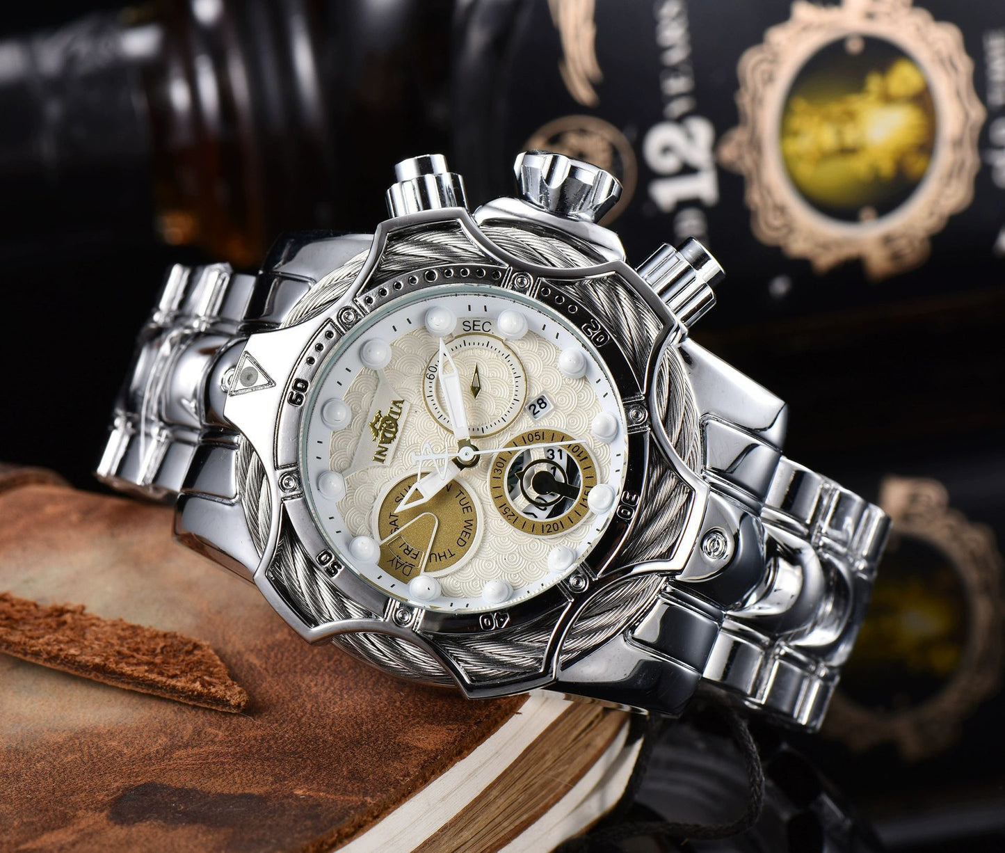 One piece of steel wire rope cross-border watch European alloy quartz watch men's waterproof watch non-mechanical watch