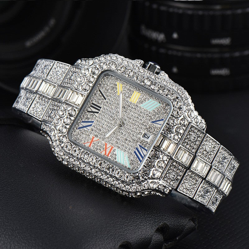 Kajia men's and women's alloy quartz watches with diamonds and full diamonds for women's business fashion watches with slight waterproof watches