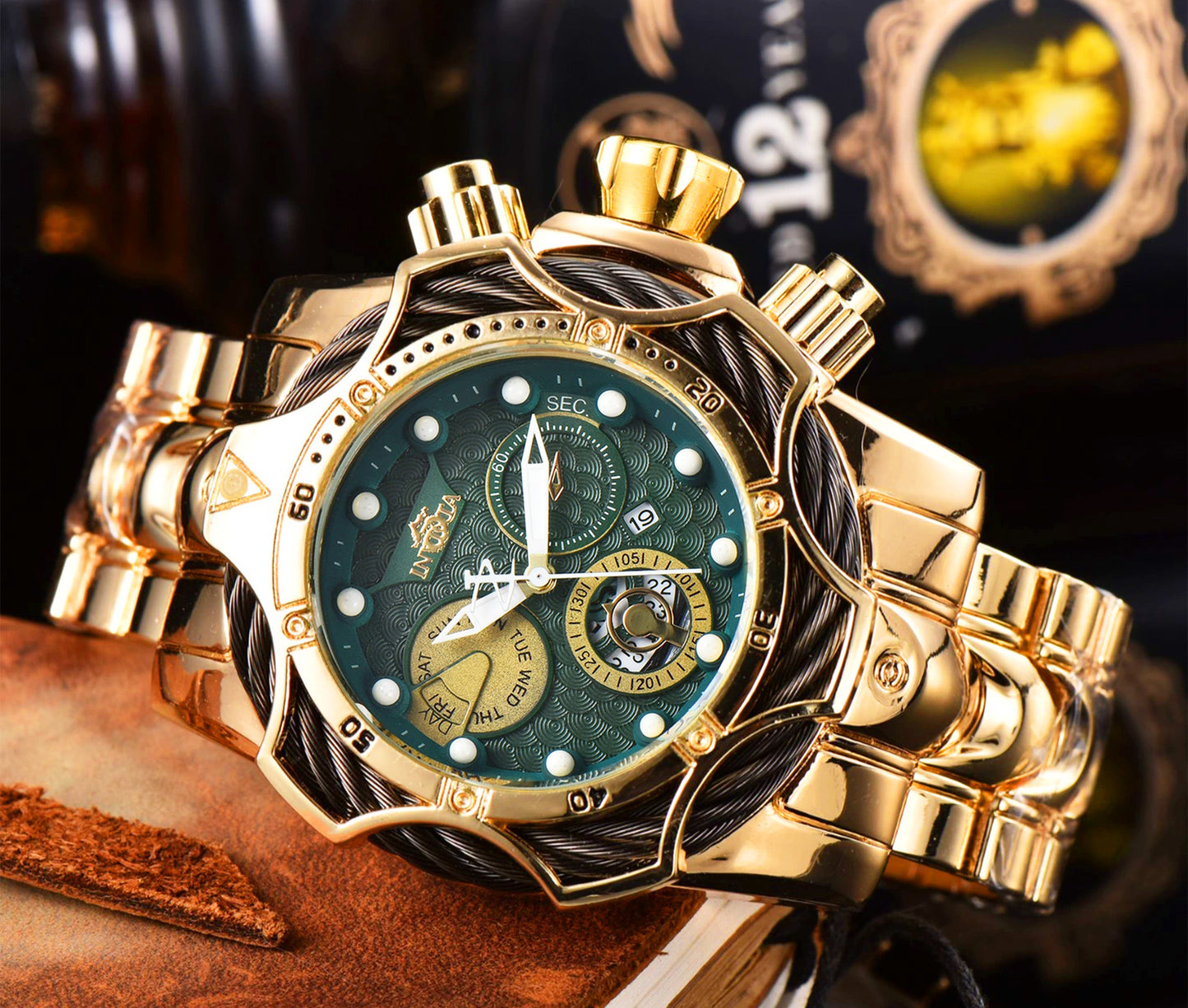 One piece of steel wire rope cross-border watch European alloy quartz watch men's waterproof watch non-mechanical watch