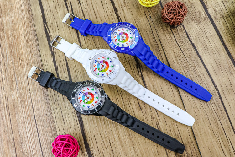 Youth exam watch casual fashion boys and girls waterproof quartz watch silicone dopamine children's trendy watch