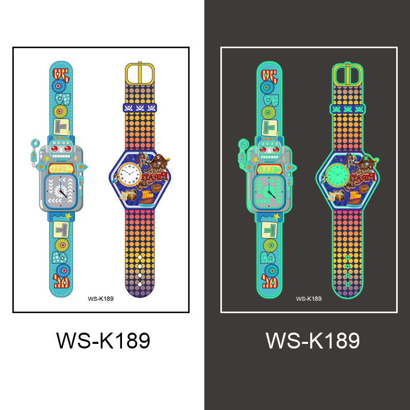 New cross-border waterproof children's luminous watch tattoo stickers boys and girls luminous watch tattoo stickers wholesale