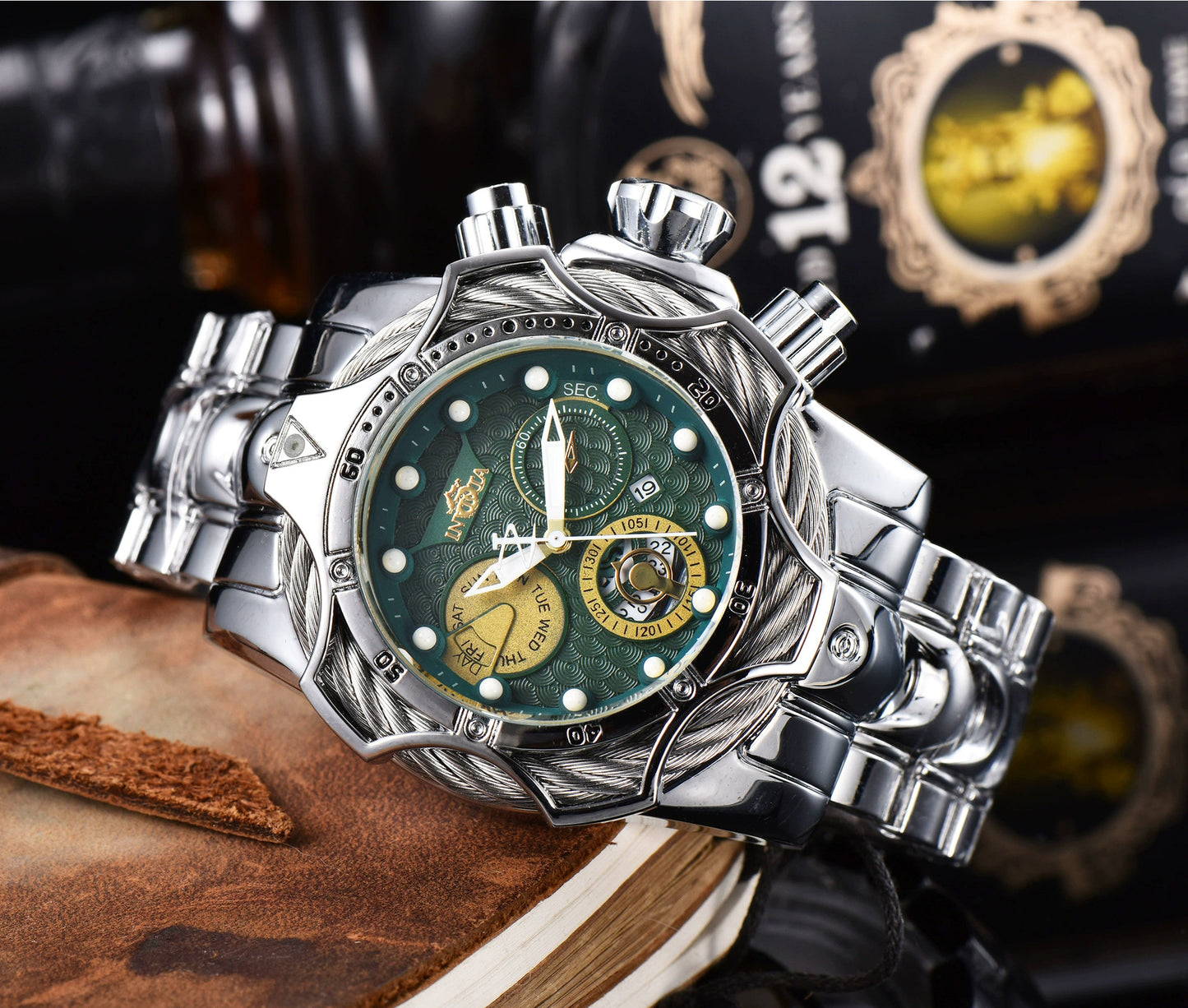 One piece of steel wire rope cross-border watch European alloy quartz watch men's waterproof watch non-mechanical watch