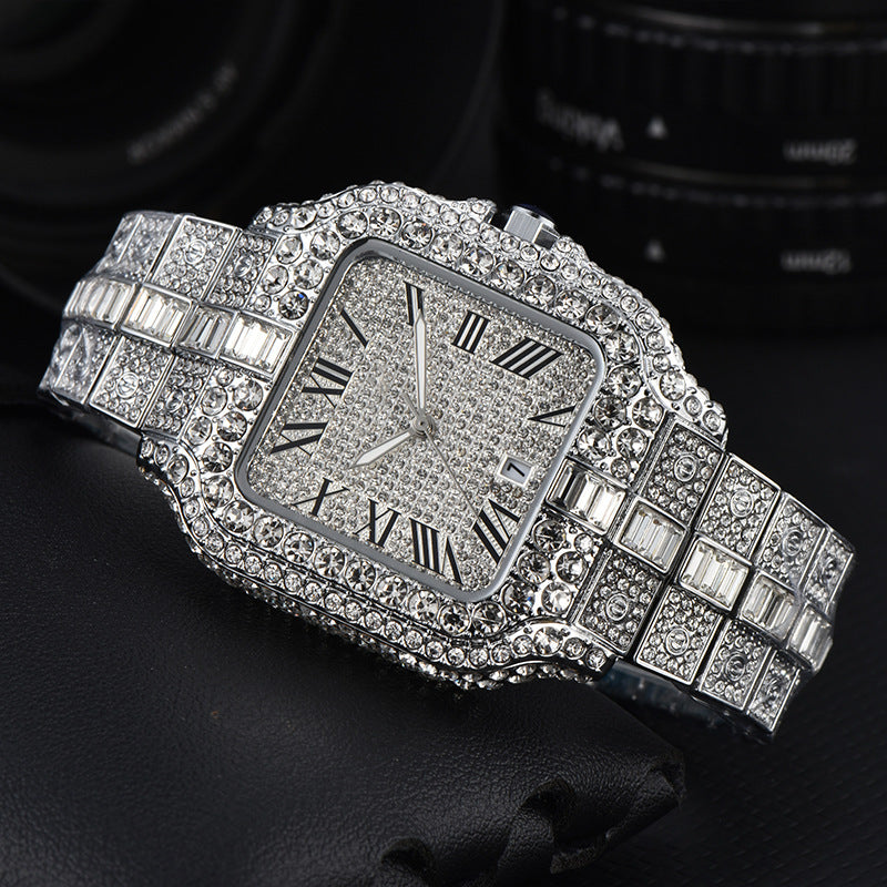 Kajia men's and women's alloy quartz watches with diamonds and full diamonds for women's business fashion watches with slight waterproof watches