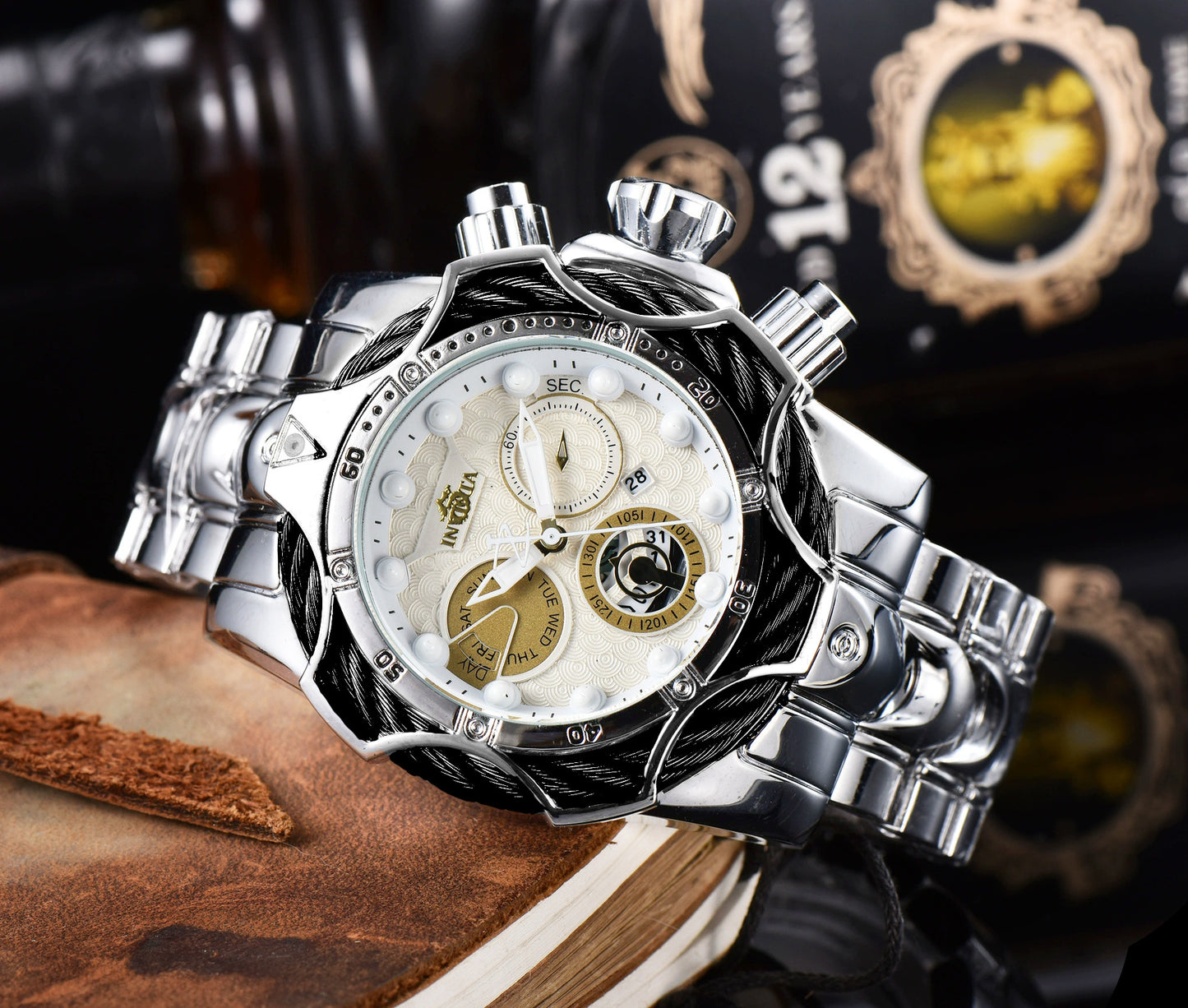 One piece of steel wire rope cross-border watch European alloy quartz watch men's waterproof watch non-mechanical watch