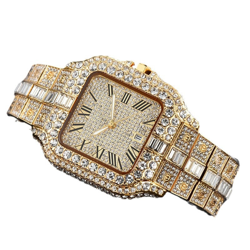 Kajia men's and women's alloy quartz watches with diamonds and full diamonds for women's business fashion watches with slight waterproof watches