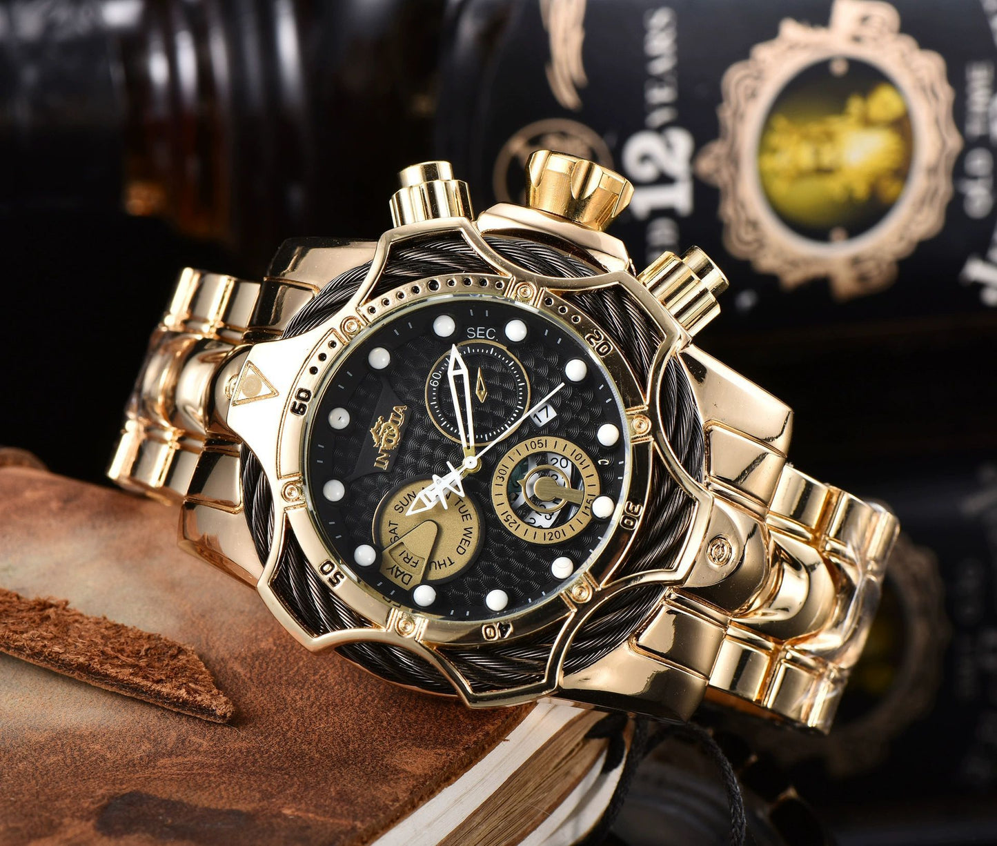 One piece of steel wire rope cross-border watch European alloy quartz watch men's waterproof watch non-mechanical watch