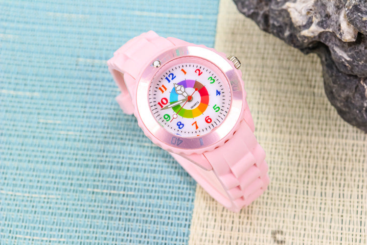 Youth exam watch casual fashion boys and girls waterproof quartz watch silicone dopamine children's trendy watch