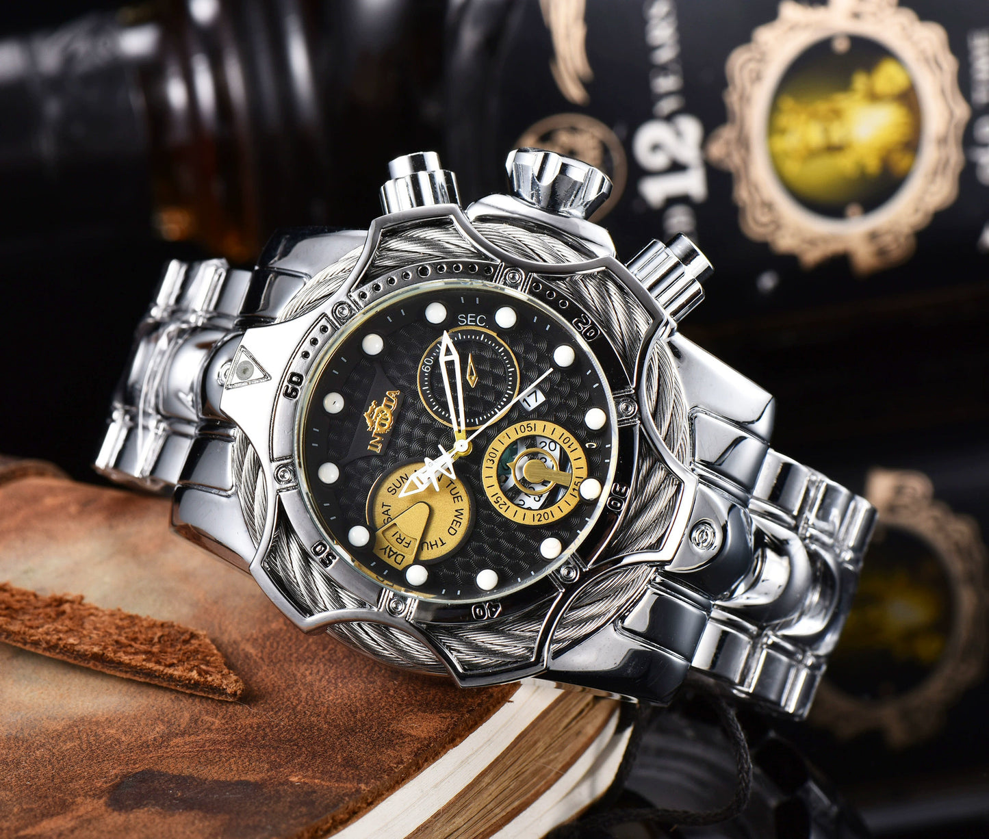 One piece of steel wire rope cross-border watch European alloy quartz watch men's waterproof watch non-mechanical watch