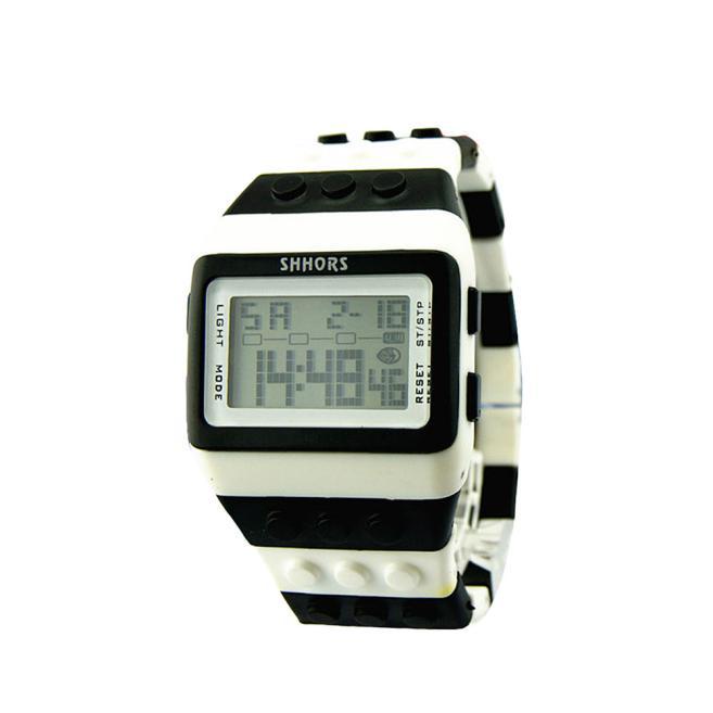 2023 Hot Selling LED Luminous Colorful Candy Color Watch Unisex Men's and Women's Sports Imitation Water Rainbow Building Blocks Electronic Watch
