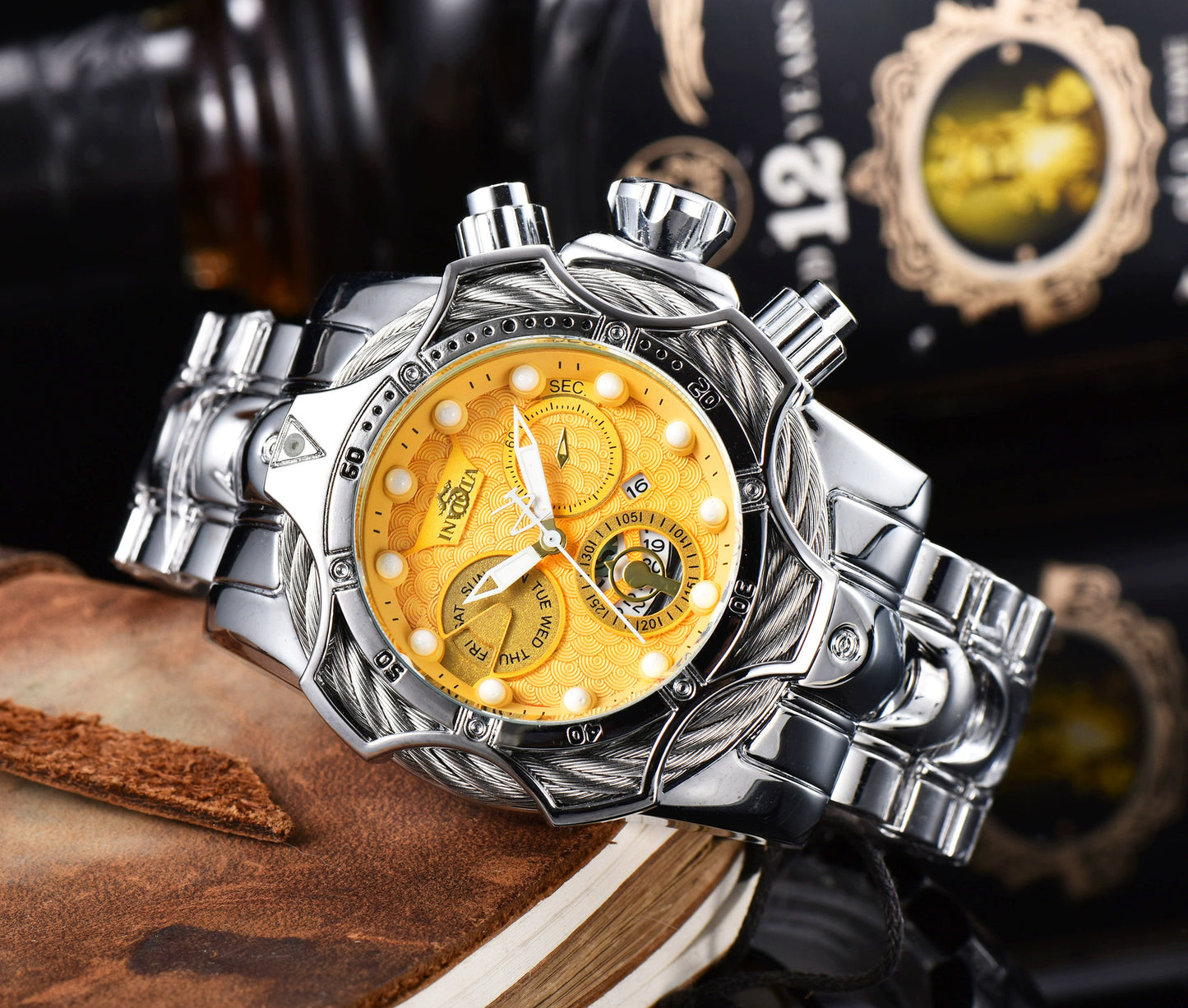 One piece of steel wire rope cross-border watch European alloy quartz watch men's waterproof watch non-mechanical watch