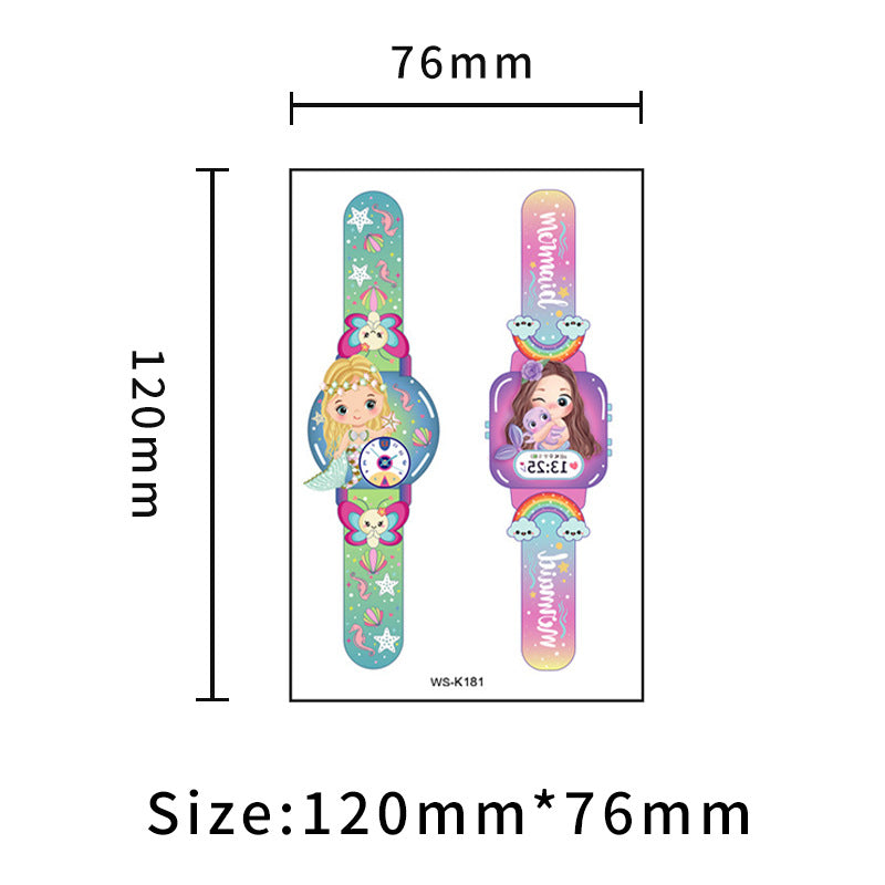 New cross-border waterproof children's luminous watch tattoo stickers boys and girls luminous watch tattoo stickers wholesale