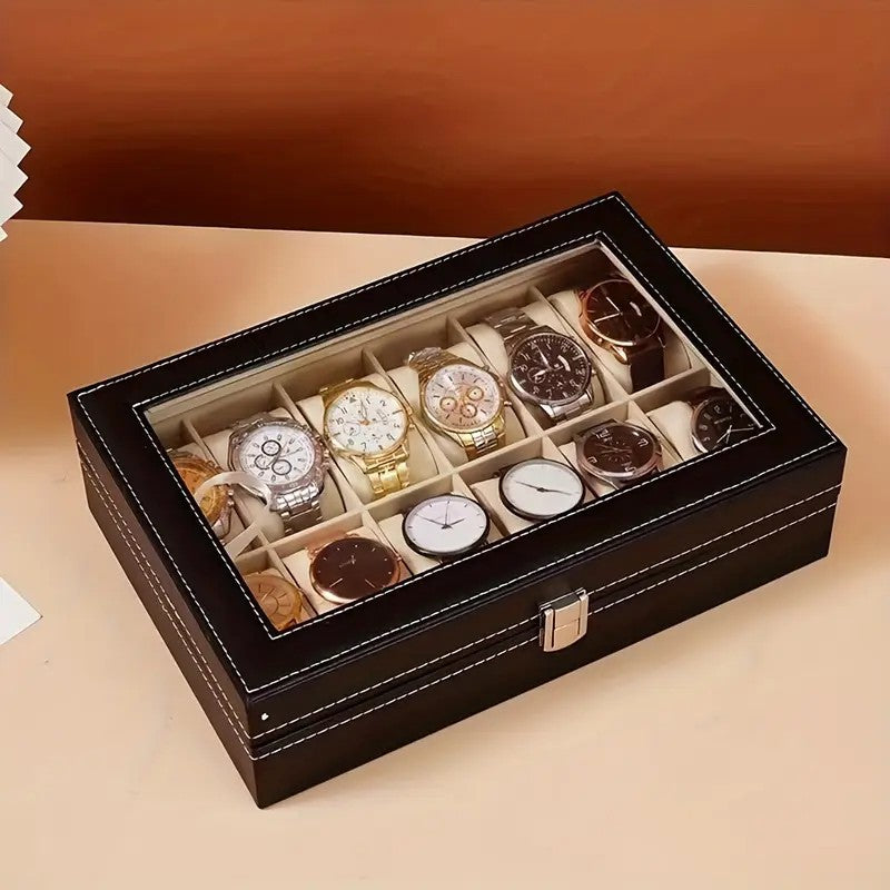 Watch Box Leather Simplicity Transparent Window Packaging Box