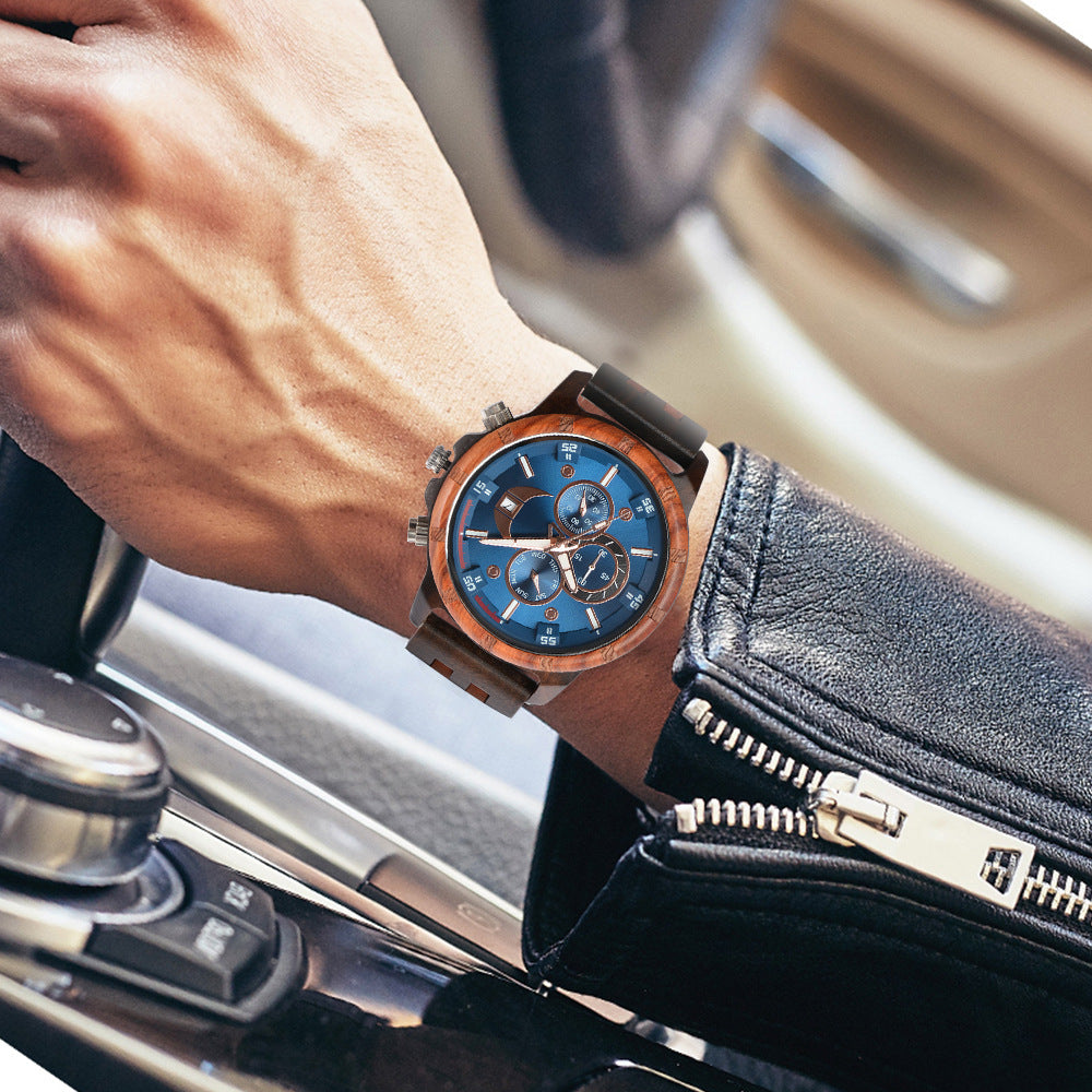 Cross-border business men's watch new simple casual automatic mechanical watch wooden fashion high-end quartz watch