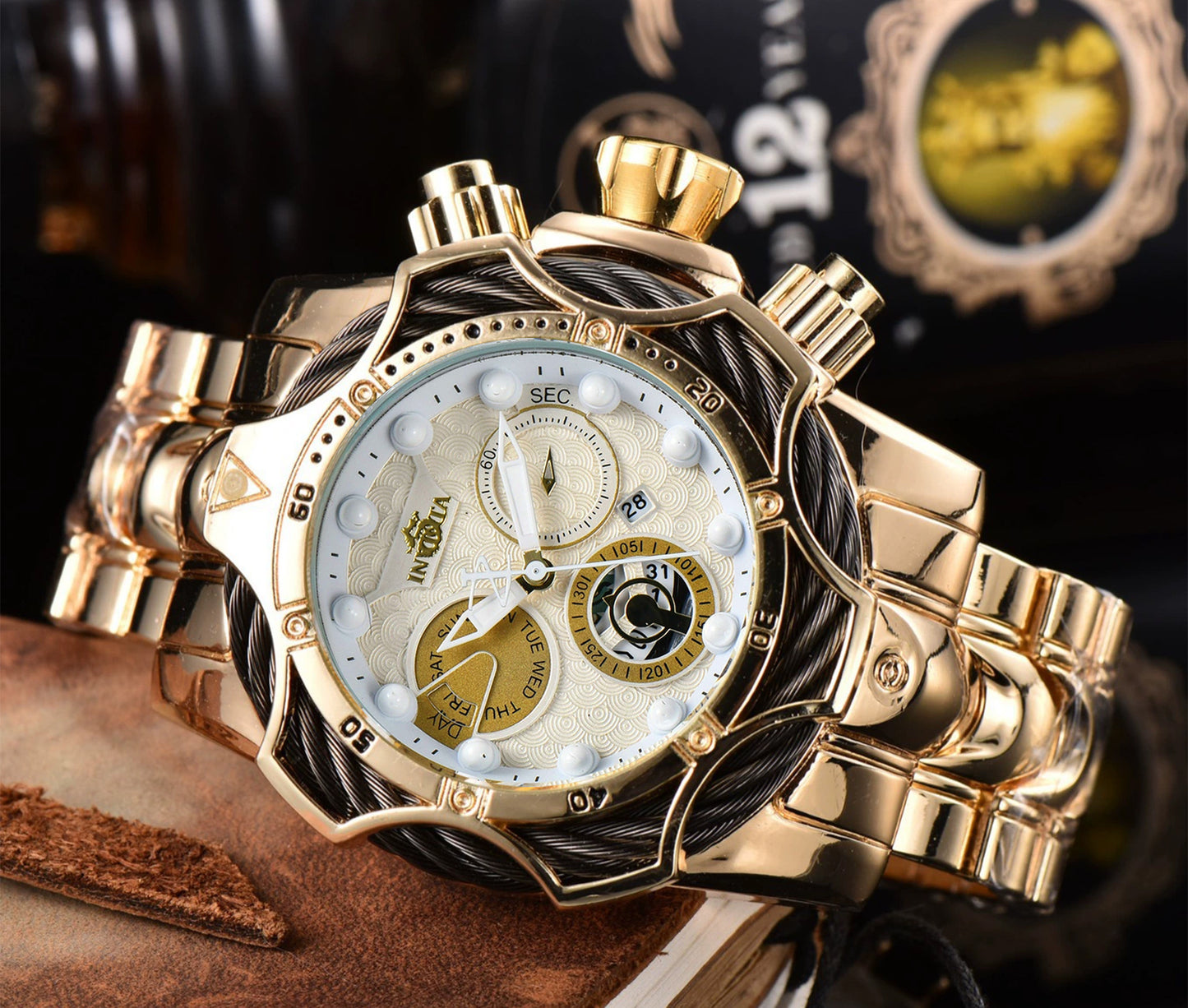 One piece of steel wire rope cross-border watch European alloy quartz watch men's waterproof watch non-mechanical watch