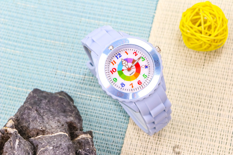 Youth exam watch casual fashion boys and girls waterproof quartz watch silicone dopamine children's trendy watch
