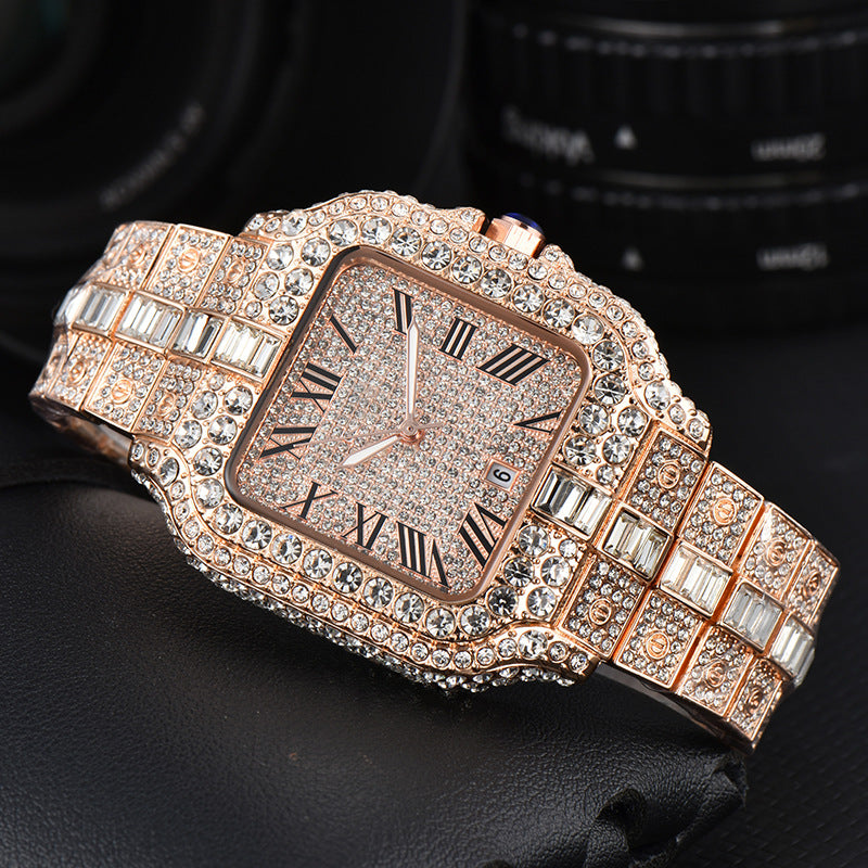 Kajia men's and women's alloy quartz watches with diamonds and full diamonds for women's business fashion watches with slight waterproof watches