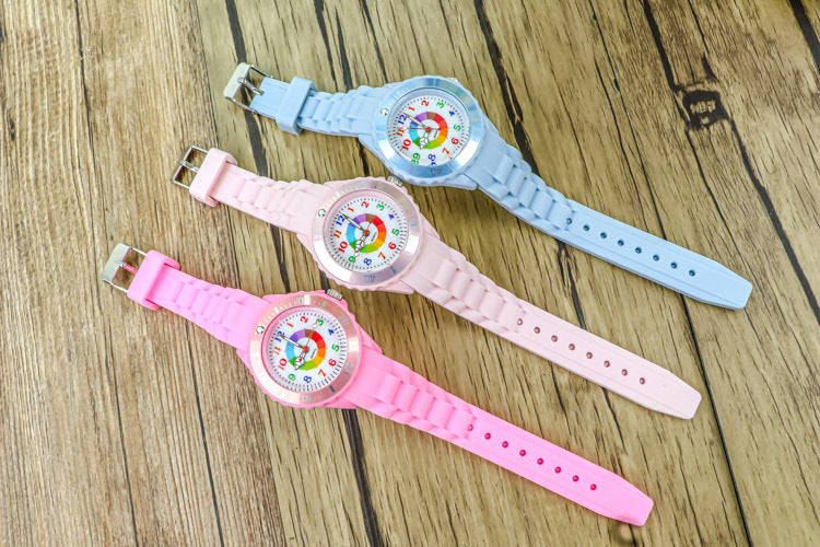 Youth exam watch casual fashion boys and girls waterproof quartz watch silicone dopamine children's trendy watch