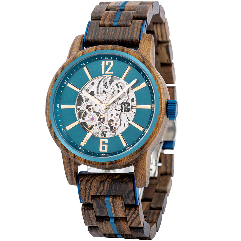 BOBO BIRD wooden watch three-eye multifunctional men's fully automatic mechanical watch steel and wood watch factory wholesale