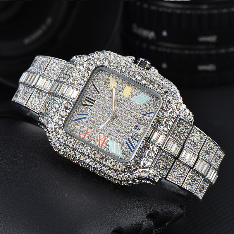 Kajia men's and women's alloy quartz watches with diamonds and full diamonds for women's business fashion watches with slight waterproof watches