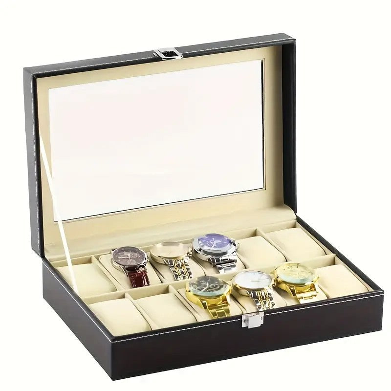 Watch Box Leather Simplicity Transparent Window Packaging Box