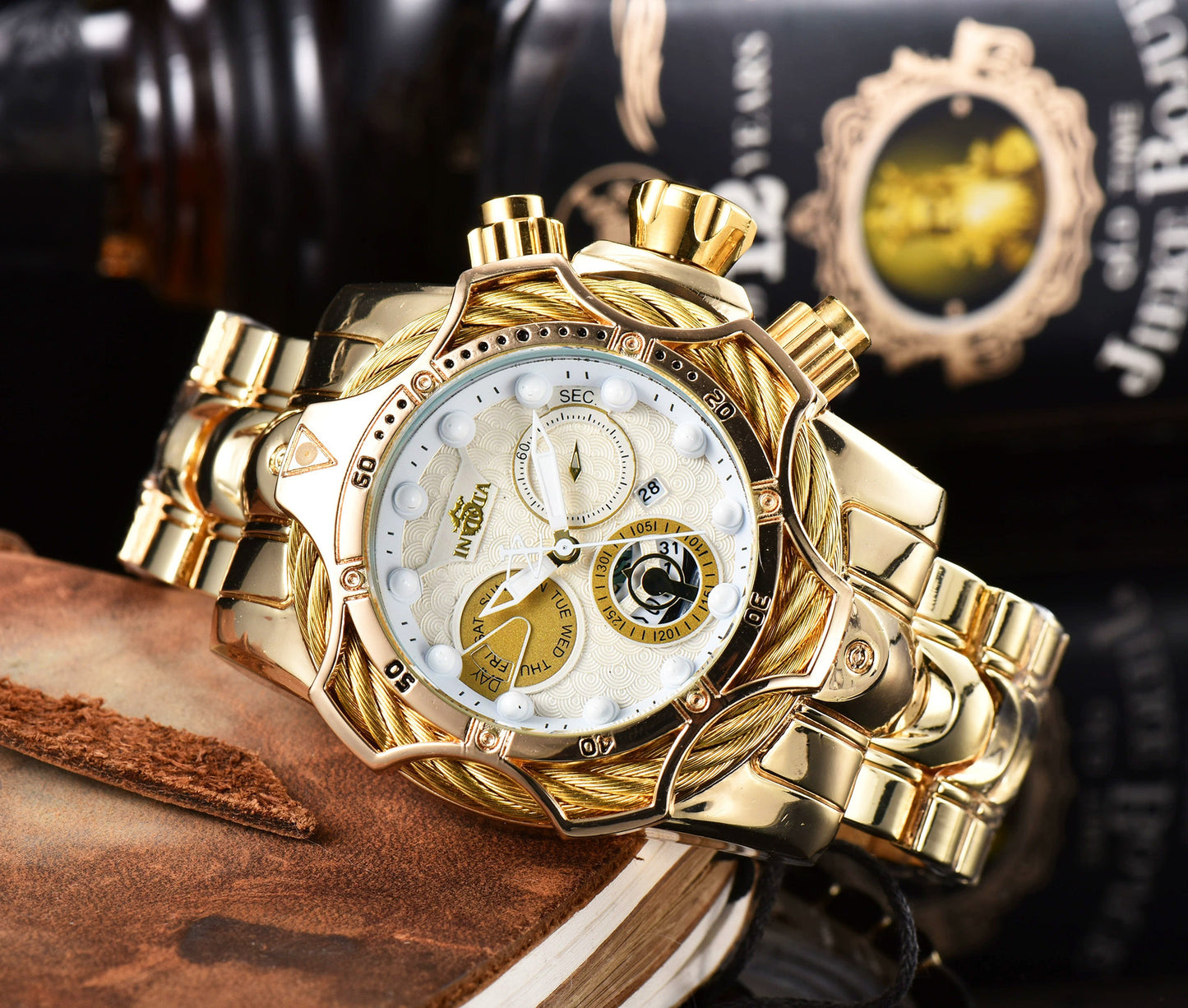 One piece of steel wire rope cross-border watch European alloy quartz watch men's waterproof watch non-mechanical watch