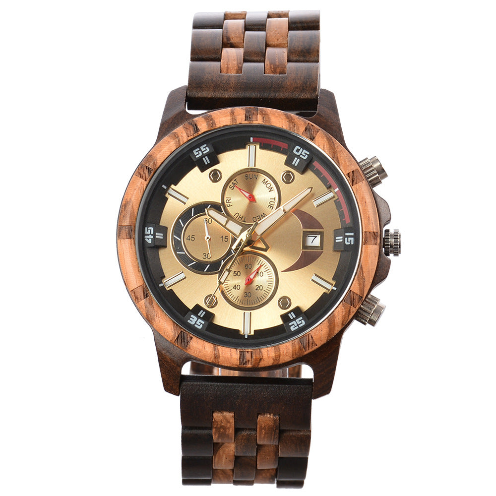 Cross-border business men's watch new simple casual automatic mechanical watch wooden fashion high-end quartz watch