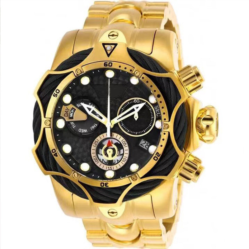One piece of steel wire rope cross-border watch European alloy quartz watch men's waterproof watch non-mechanical watch