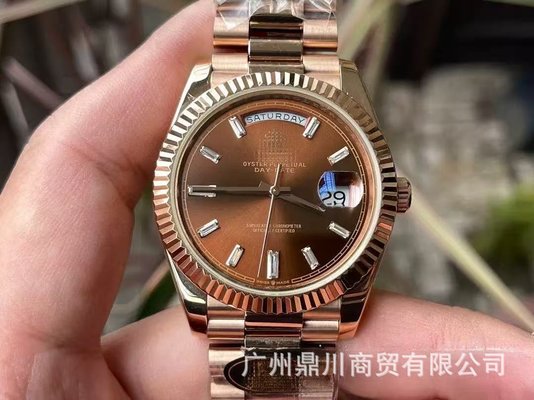 Double-headed large strap AliExpress week double calendar diary Roman scale yellow rock sugar watch men's mechanical watch