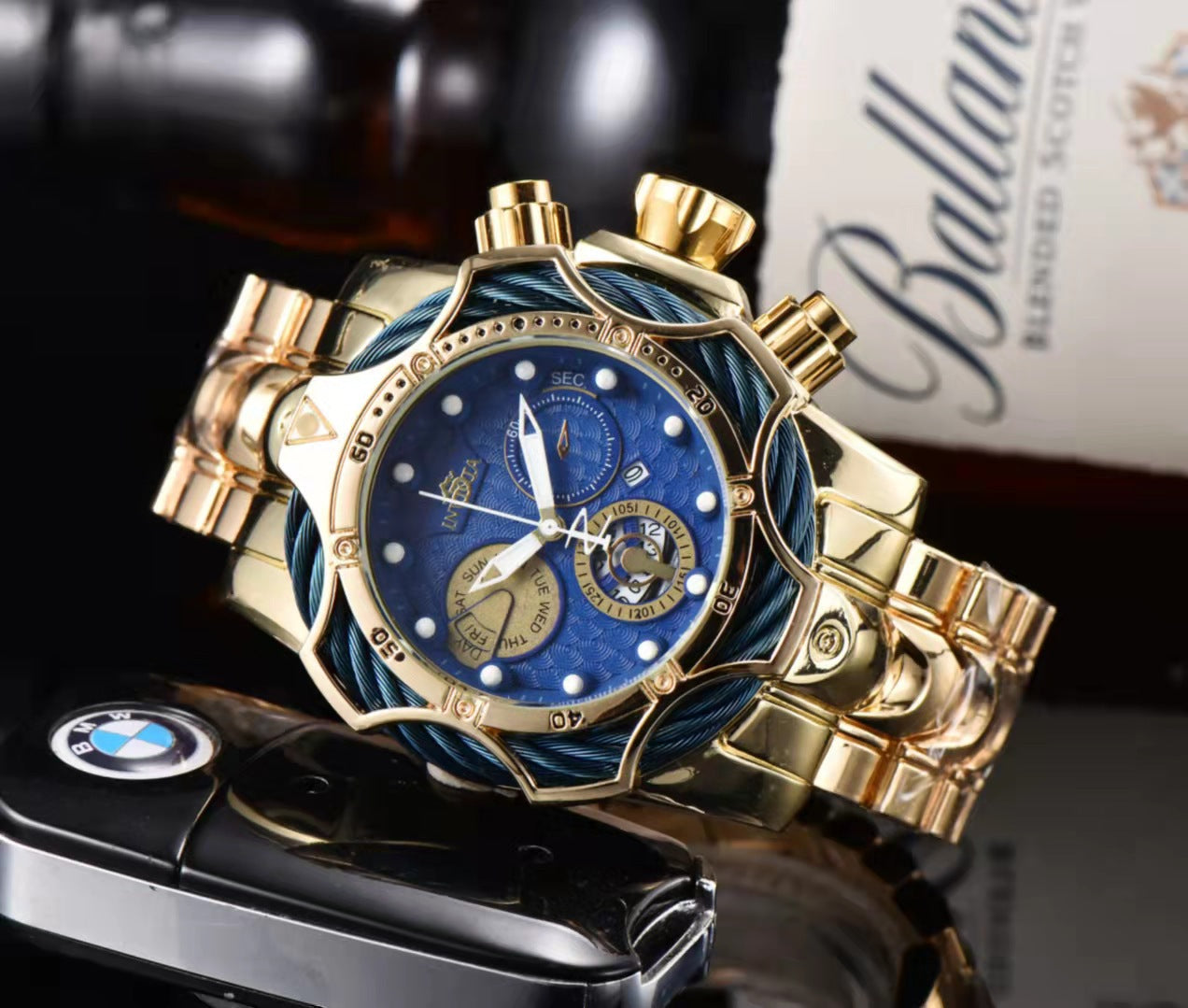 One piece of steel wire rope cross-border watch European alloy quartz watch men's waterproof watch non-mechanical watch