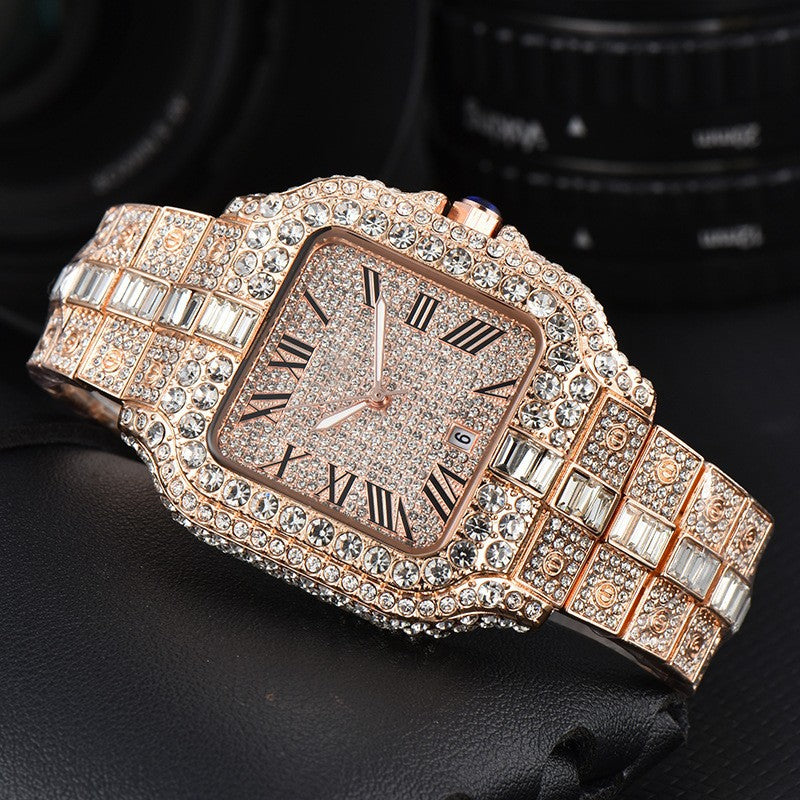 Kajia men's and women's alloy quartz watches with diamonds and full diamonds for women's business fashion watches with slight waterproof watches