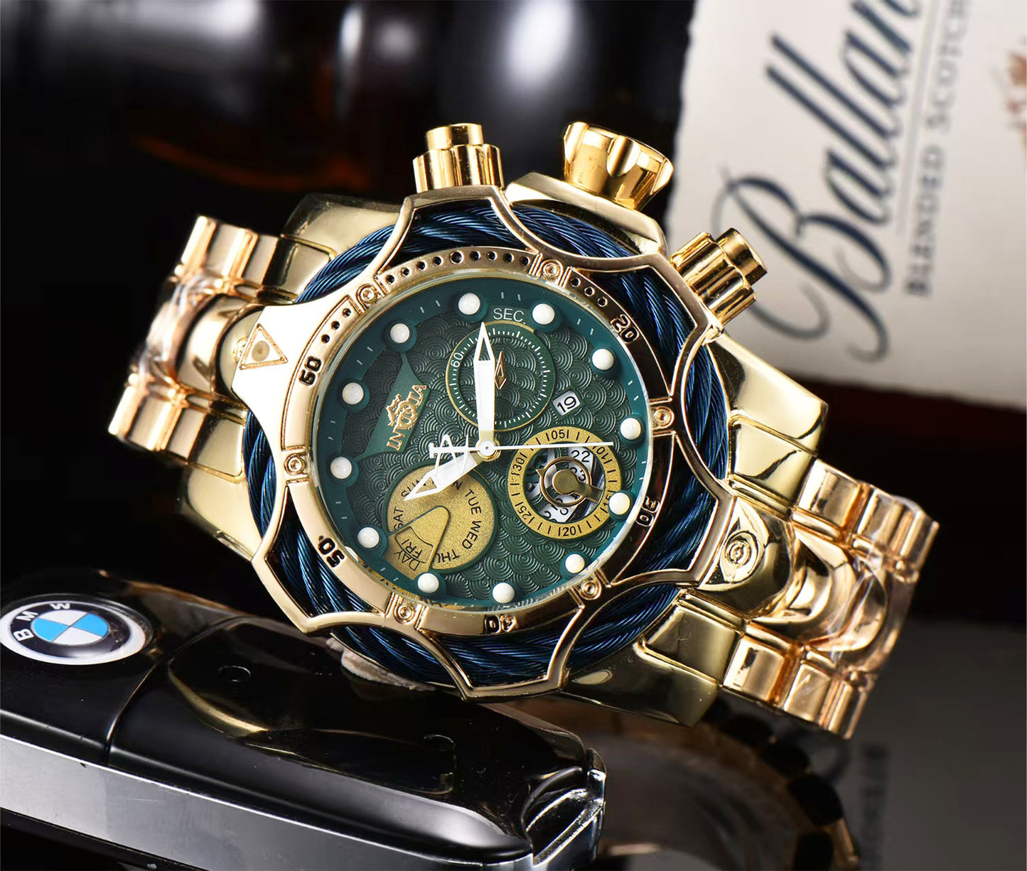 One piece of steel wire rope cross-border watch European alloy quartz watch men's waterproof watch non-mechanical watch