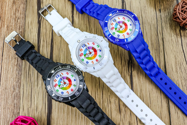 Youth exam watch casual fashion boys and girls waterproof quartz watch silicone dopamine children's trendy watch