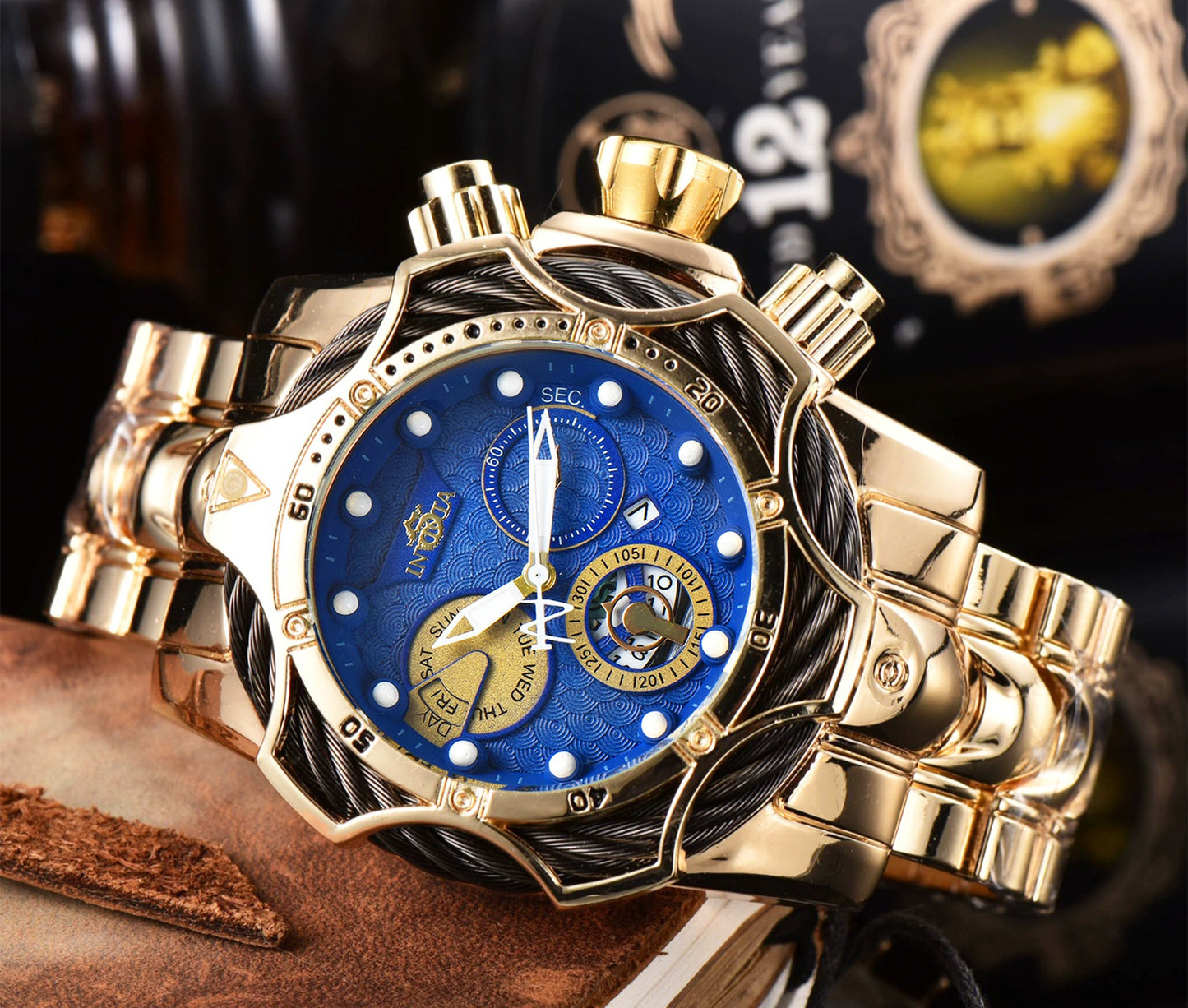 One piece of steel wire rope cross-border watch European alloy quartz watch men's waterproof watch non-mechanical watch
