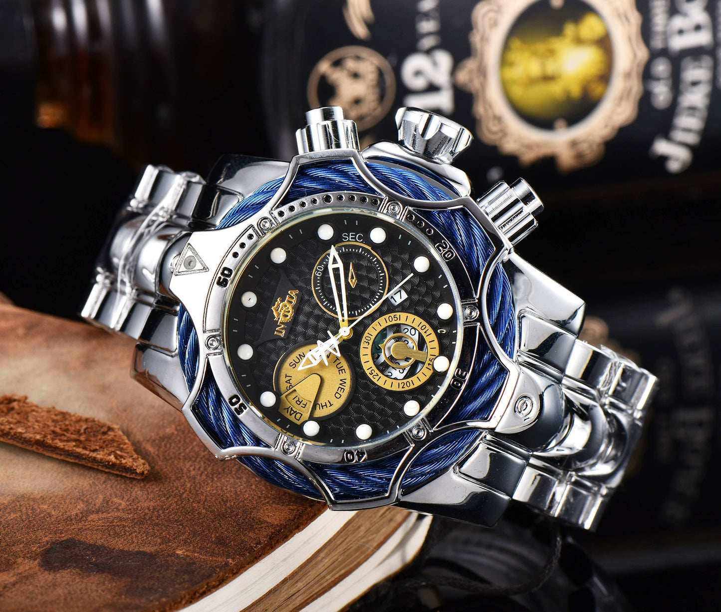 One piece of steel wire rope cross-border watch European alloy quartz watch men's waterproof watch non-mechanical watch
