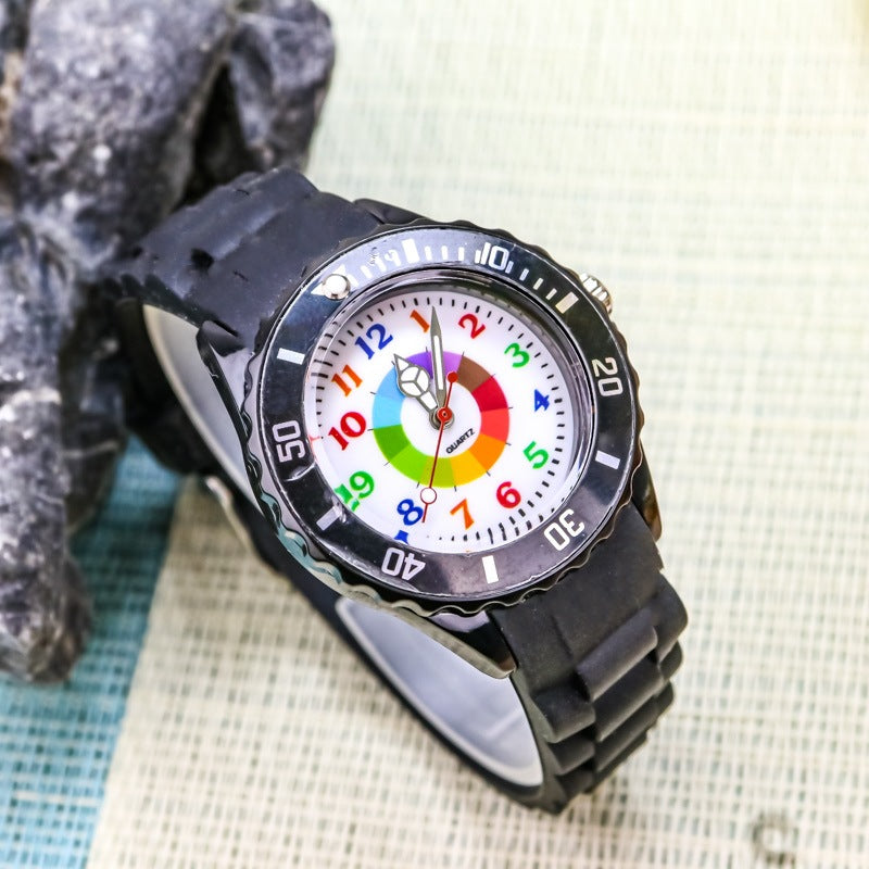 Youth exam watch casual fashion boys and girls waterproof quartz watch silicone dopamine children's trendy watch