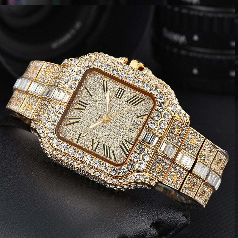 Kajia men's and women's alloy quartz watches with diamonds and full diamonds for women's business fashion watches with slight waterproof watches