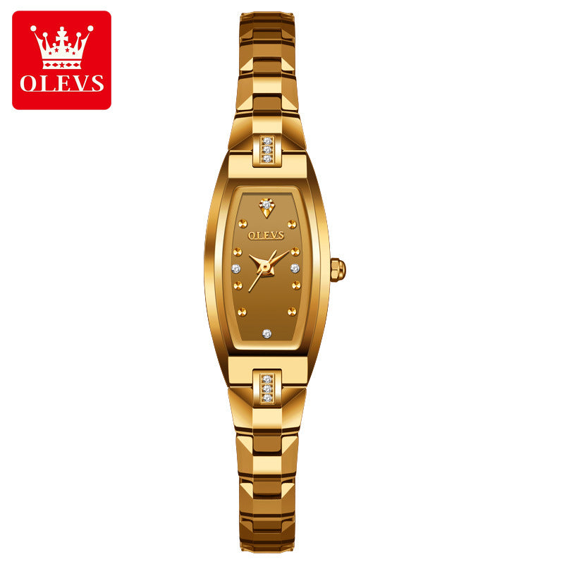 One piece drop shipping Oris brand watch diamond inlaid small tungsten steel retro barrel quartz ladies watch female watch