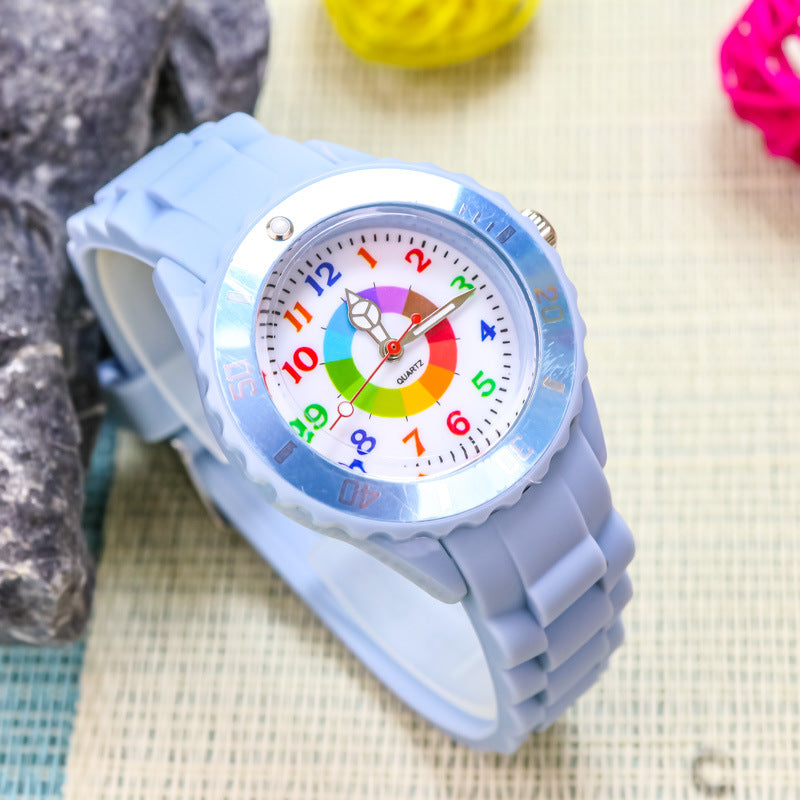 Youth exam watch casual fashion boys and girls waterproof quartz watch silicone dopamine children's trendy watch