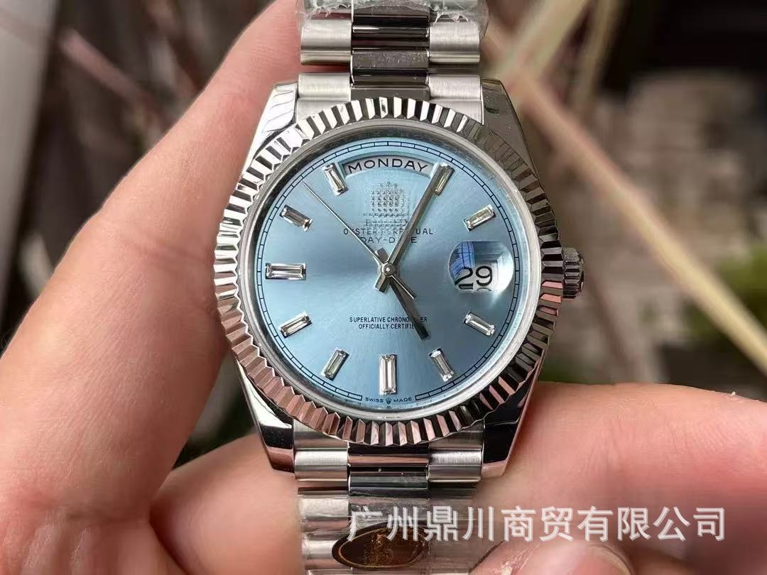 Double-headed large strap AliExpress week double calendar diary Roman scale yellow rock sugar watch men's mechanical watch