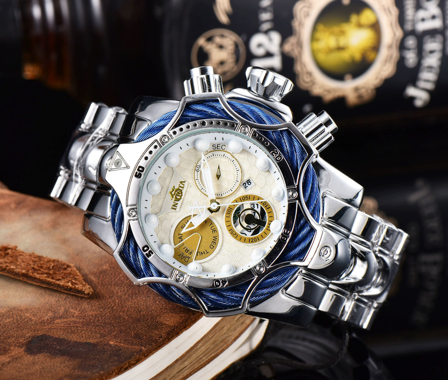 One piece of steel wire rope cross-border watch European alloy quartz watch men's waterproof watch non-mechanical watch