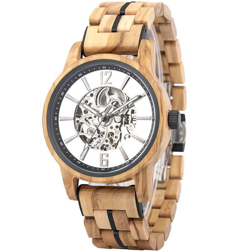 BOBO BIRD wooden watch three-eye multifunctional men's fully automatic mechanical watch steel and wood watch factory wholesale