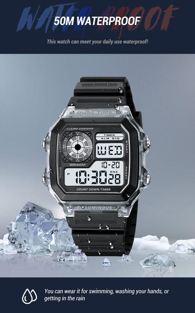 Men And Women Fashion Outdoor Sports Students Waterproof Multifunctional Electronic Watch