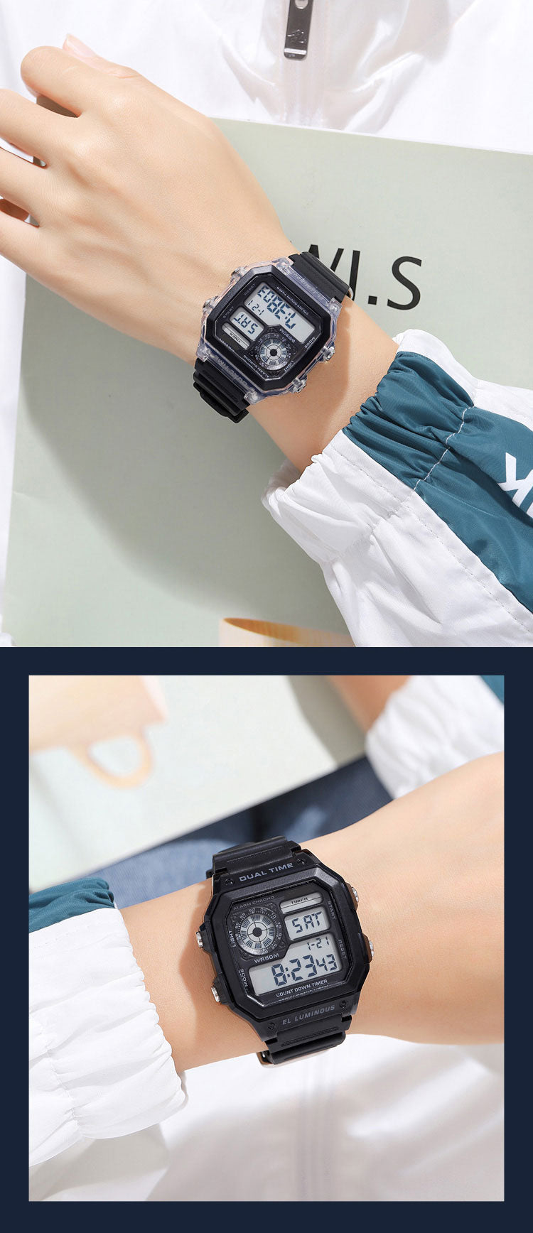 Men And Women Fashion Outdoor Sports Students Waterproof Multifunctional Electronic Watch