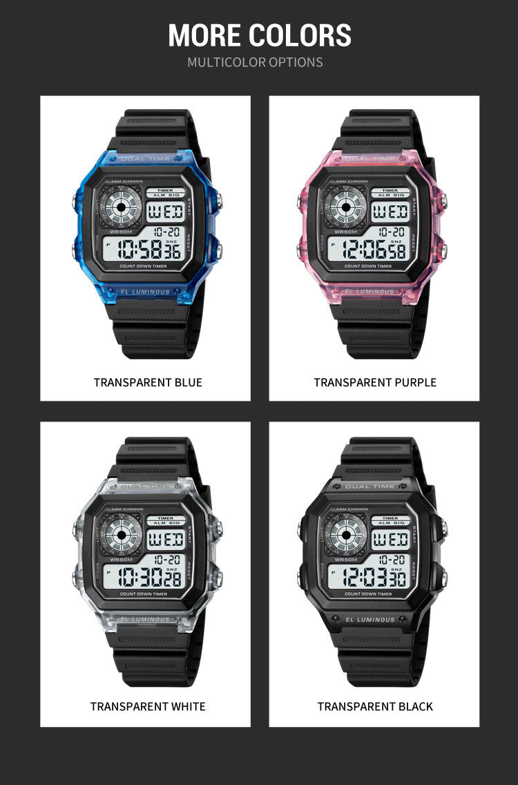 Men And Women Fashion Outdoor Sports Students Waterproof Multifunctional Electronic Watch