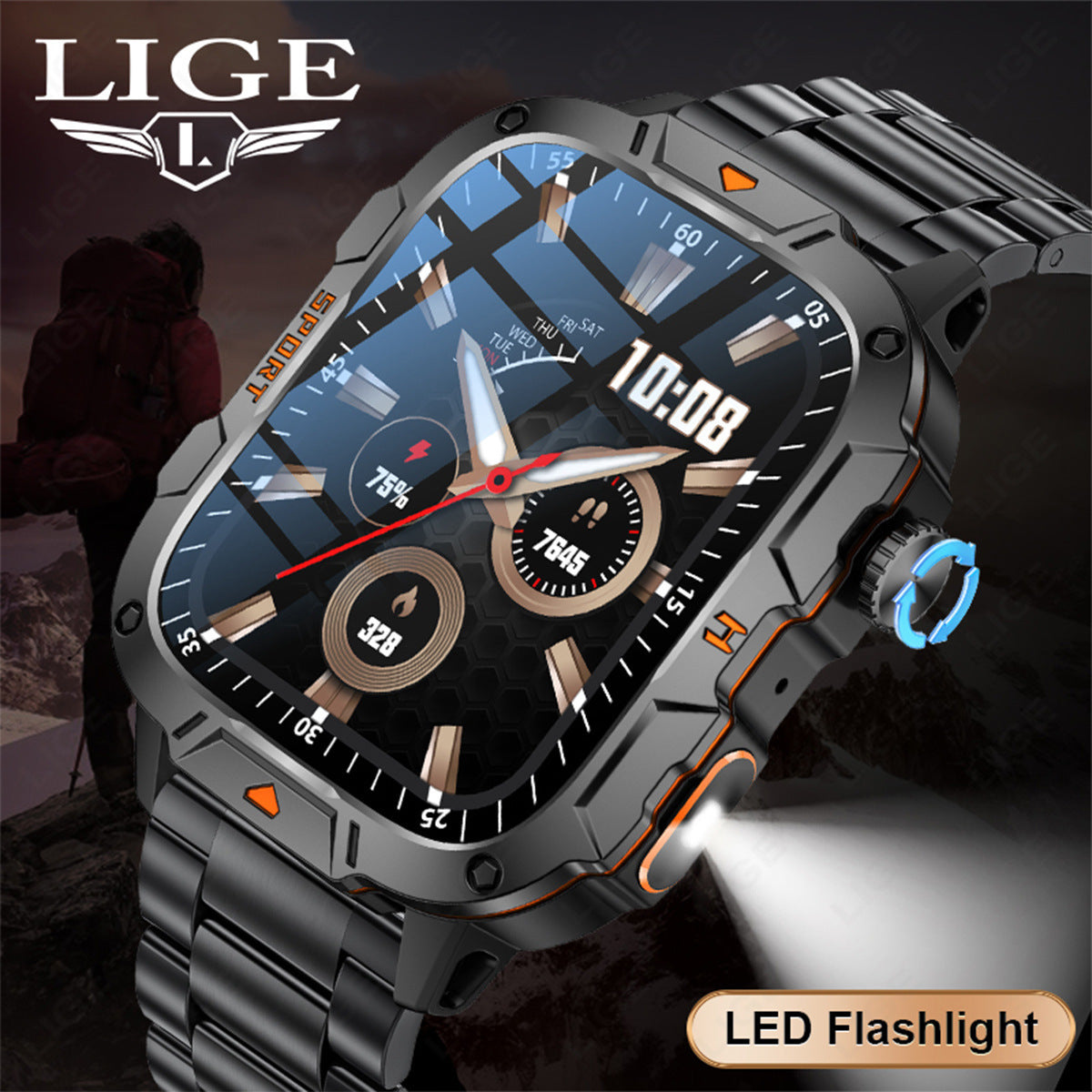 Square Large Screen Multi-function Sports Running Heart Rate Smart Watch