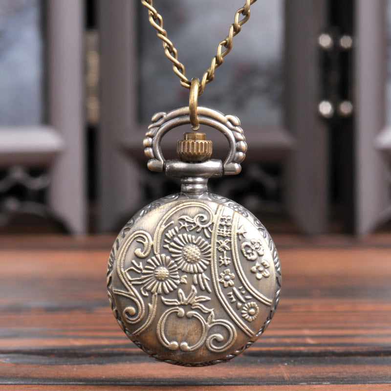 Skeleton Vintage Arrow Flower Quartz Pocket Watch